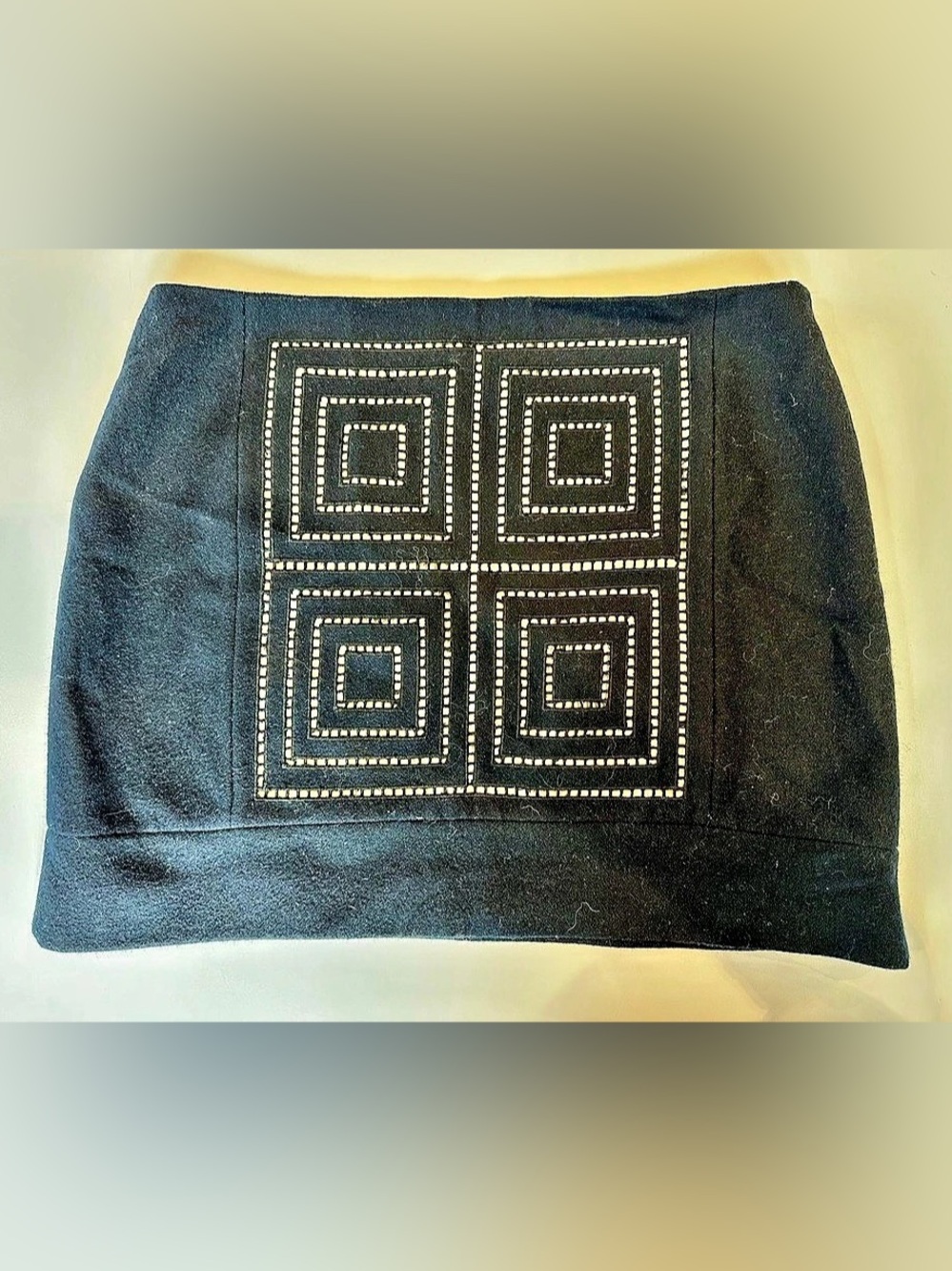 Tibi NWT Felted Wool Geometric Cutout Mini Skirt Navy Size 6